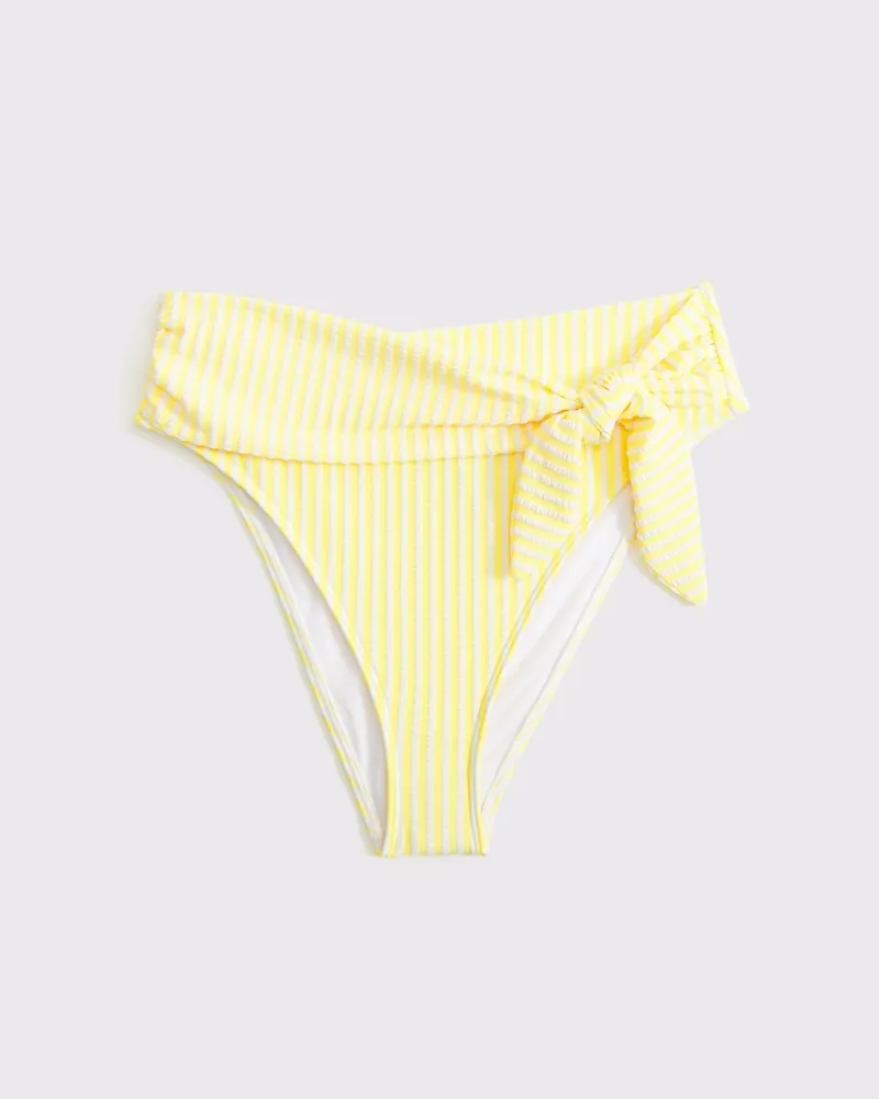 Tie-Front High-Waist Moderate Bottom