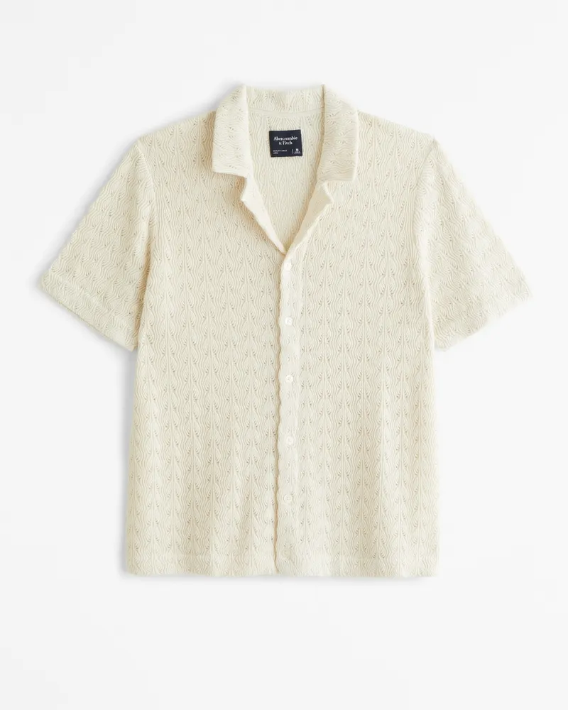 Textured Knit Button-Through Sweater Polo