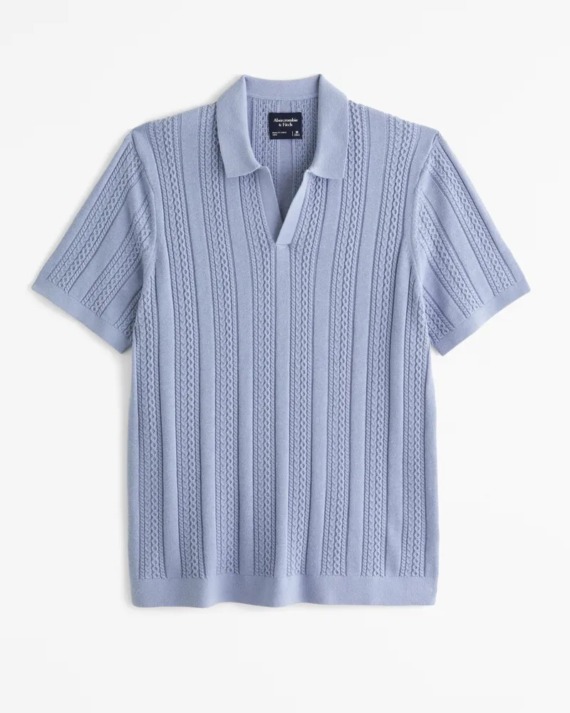 Cable Stitch Johnny Collar Sweater Polo