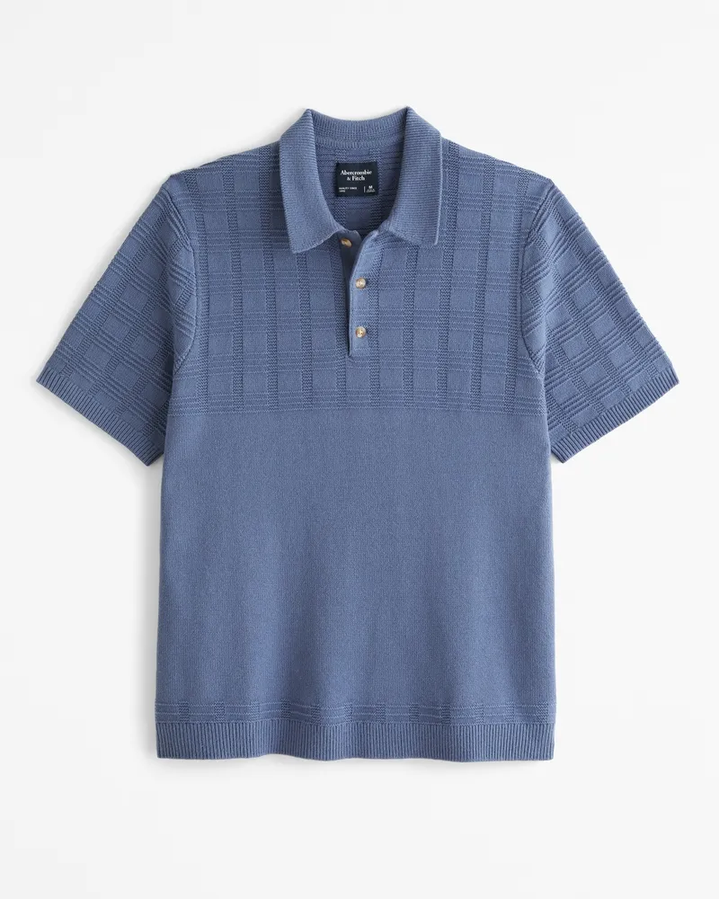 Textured Stitch 3-Button Sweater Polo