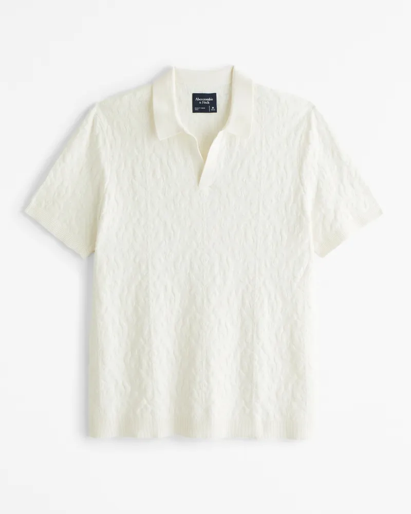Jacquard Pattern Johnny Collar Sweater Polo