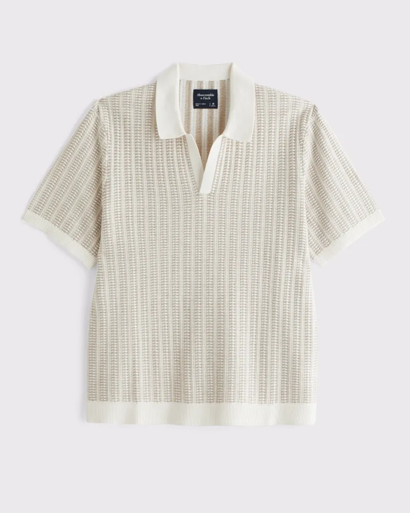Classic Tonal Stitch Johnny Collar Sweater Polo