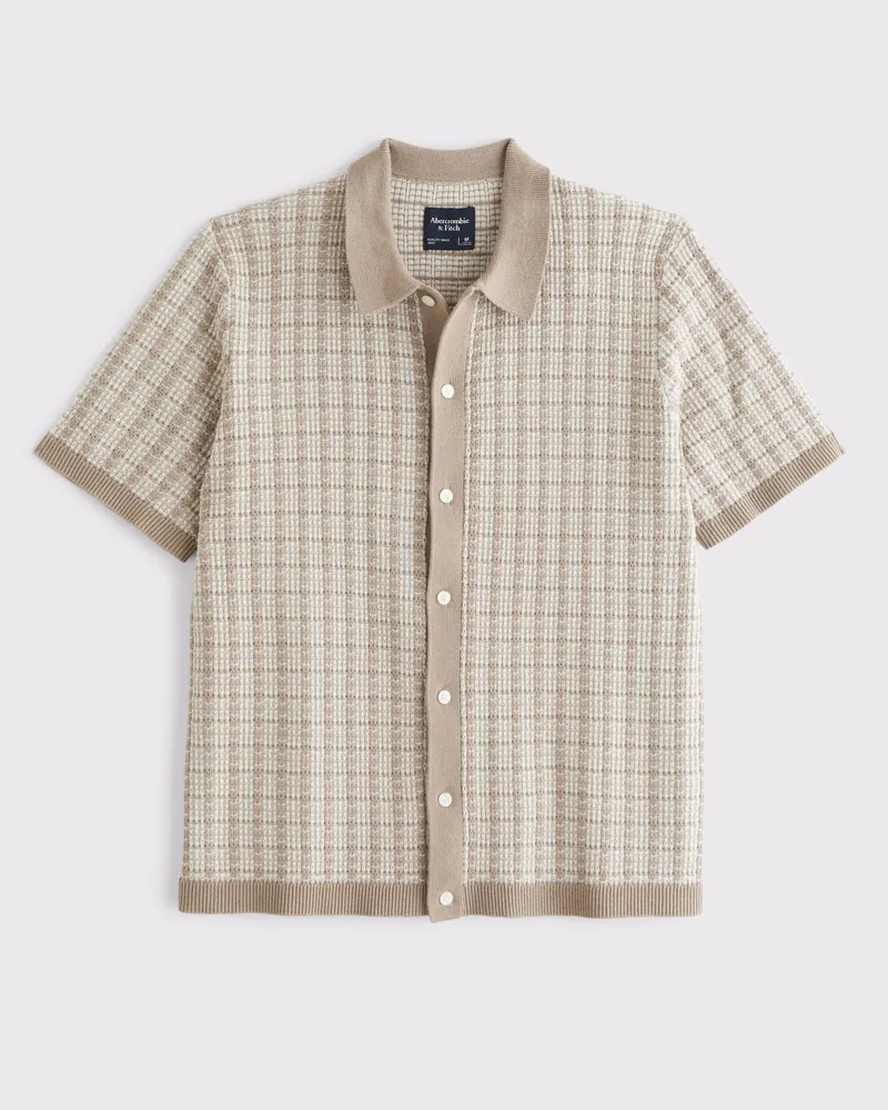 Contrasted Stitch Button-Through Sweater Polo