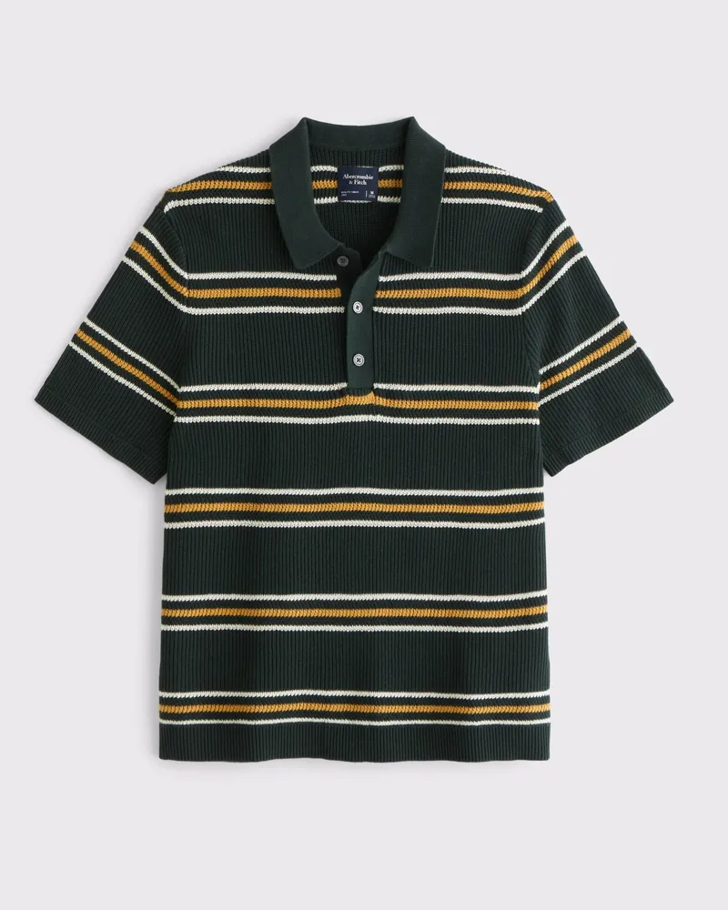 Striped 3-Button Sweater Polo