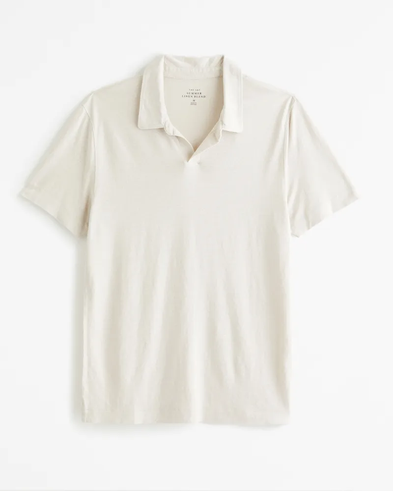 Summer Linen-Blend Johnny Collar Polo