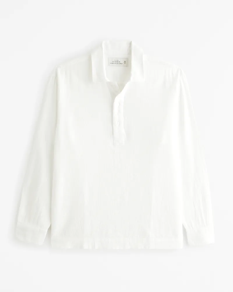 Long-Sleeve Summer Linen-Blend Popover