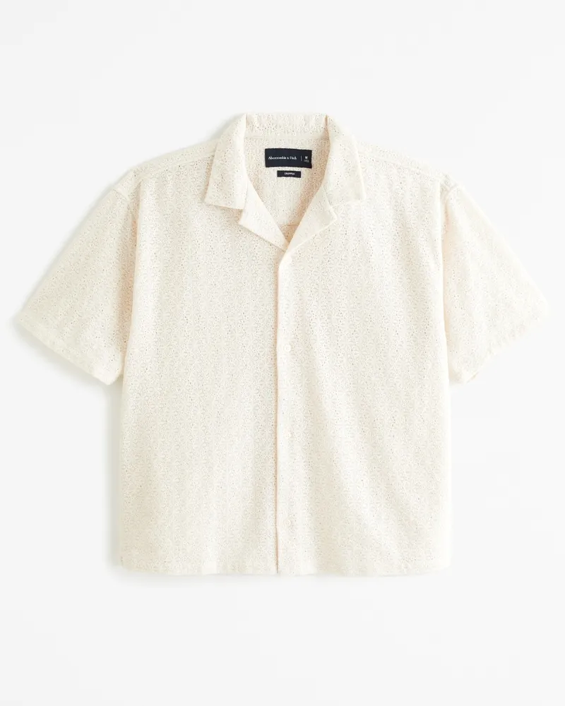 Camp Collar Cropped Lace Shirt