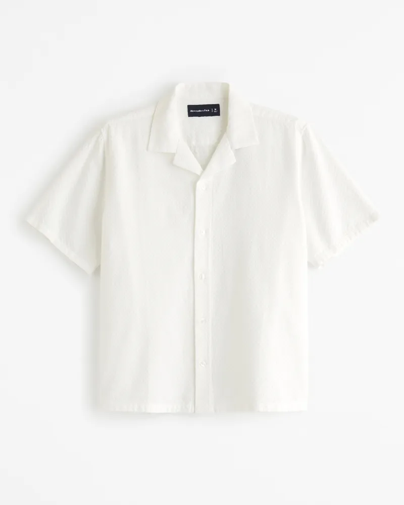 Camp Collar Waffle Button-Up Shirt