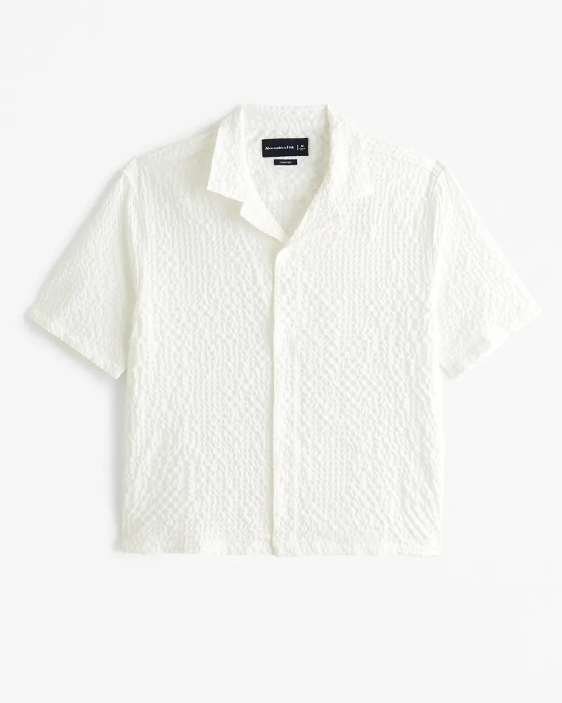 Camp Collar Cropped Textured Shirt