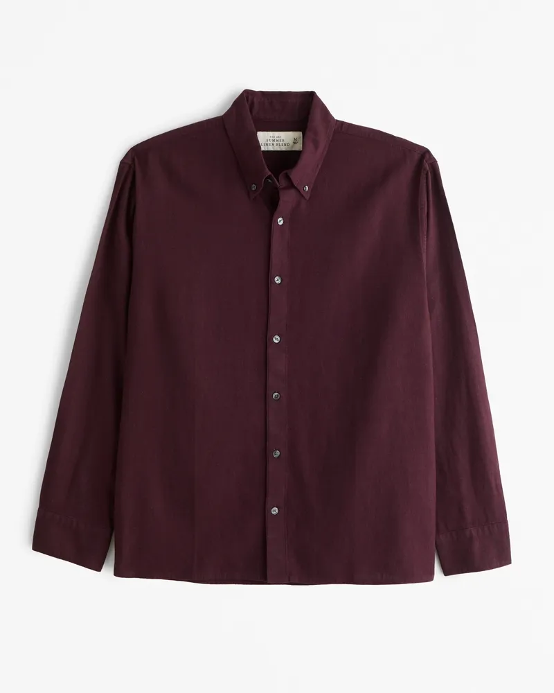 Summer Linen-Blend Button-Up Shirt