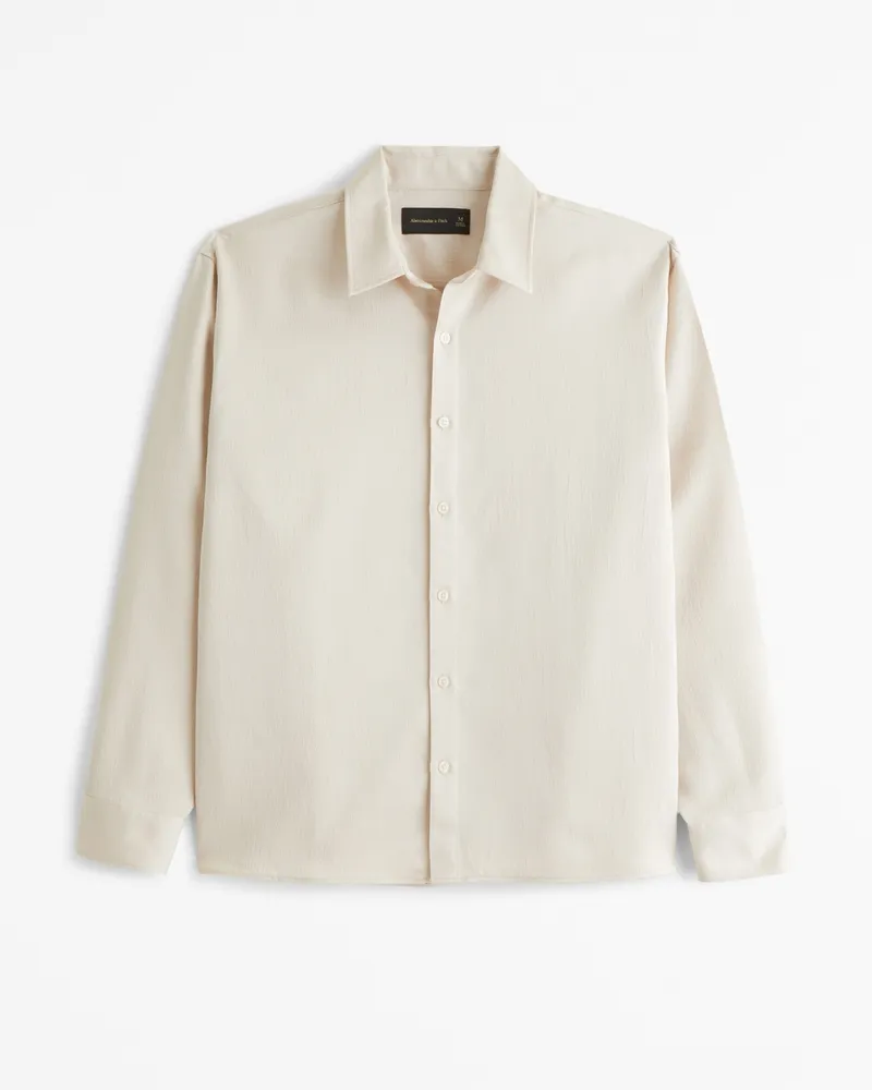 Long-Sleeve Silky Button-Up Shirt