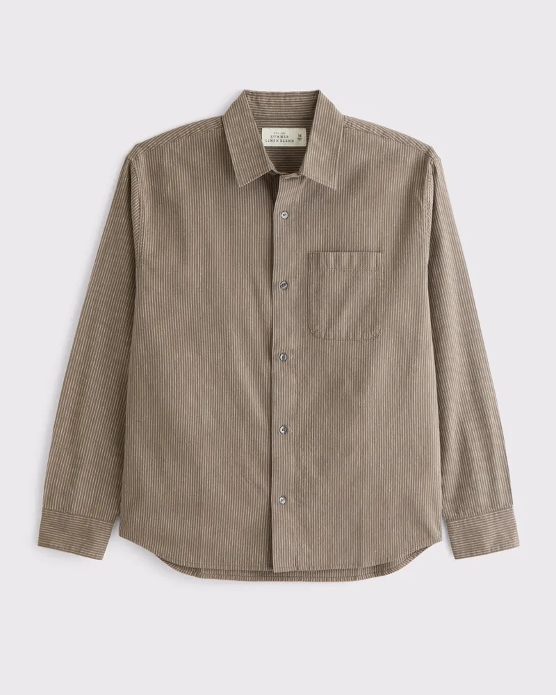 Summer Linen-Blend Button-Up Shirt
