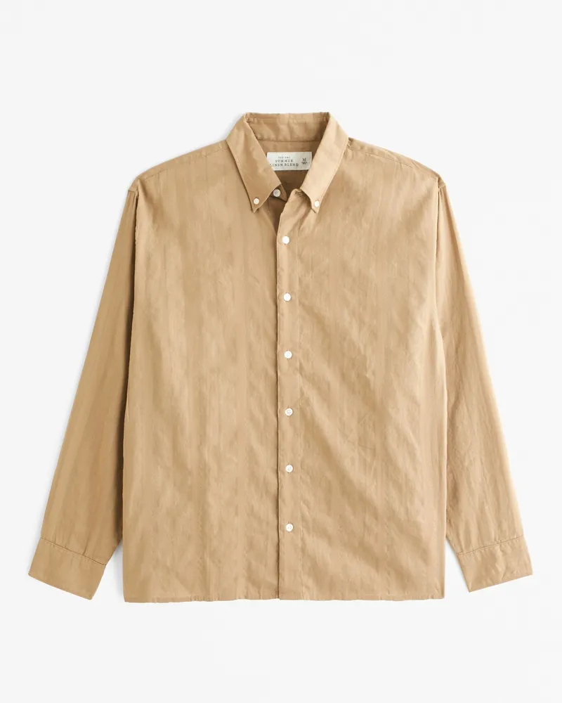 Summer Linen-Blend Button-Up Shirt