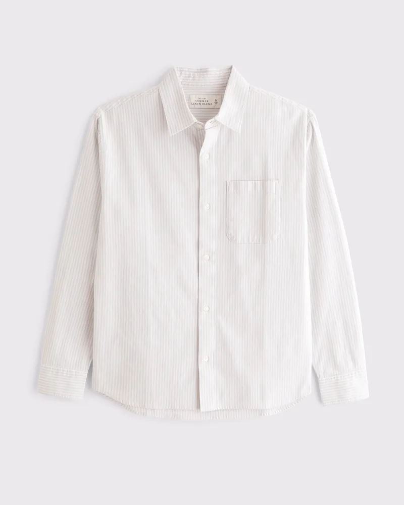 Summer Linen-Blend Button-Up Shirt