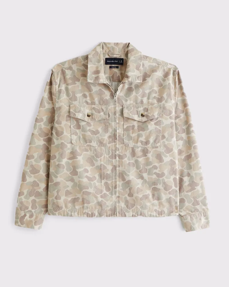 Cropped Twill Zip Shirt Jacket