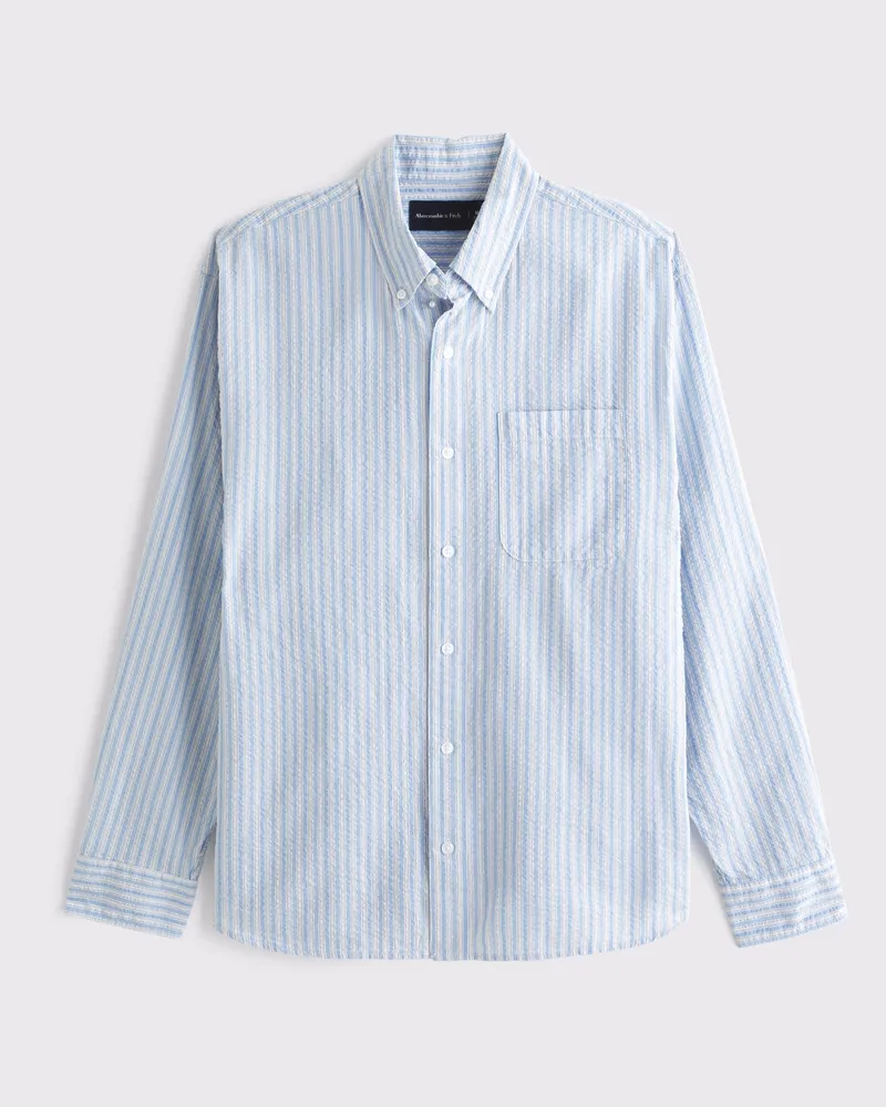 Seersucker Button-Up Shirt