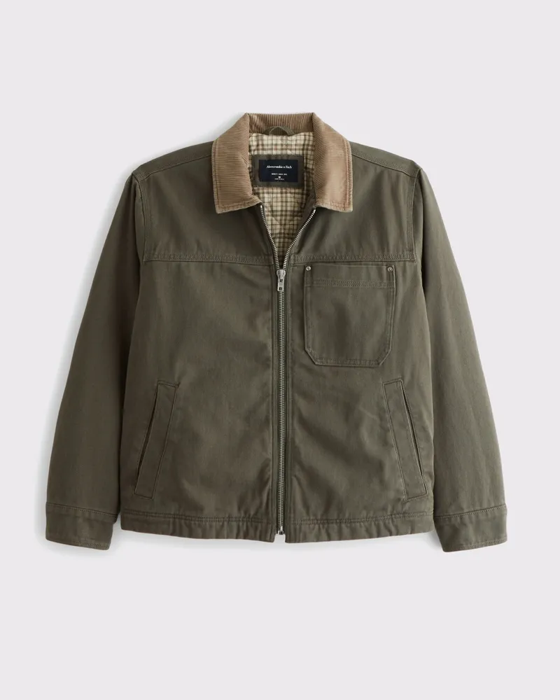 Flannel-Lined Zip Workwear Jacket