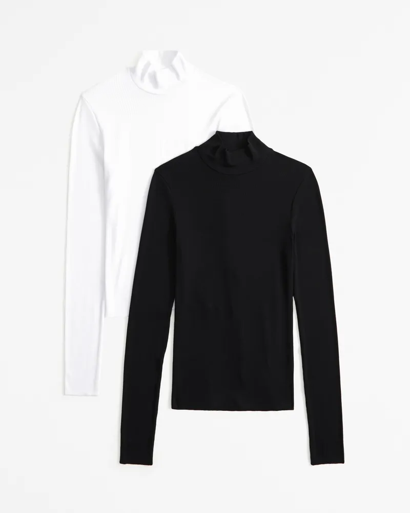 2-Pack Long-Sleeve Featherweight Rib Mockneck Tops