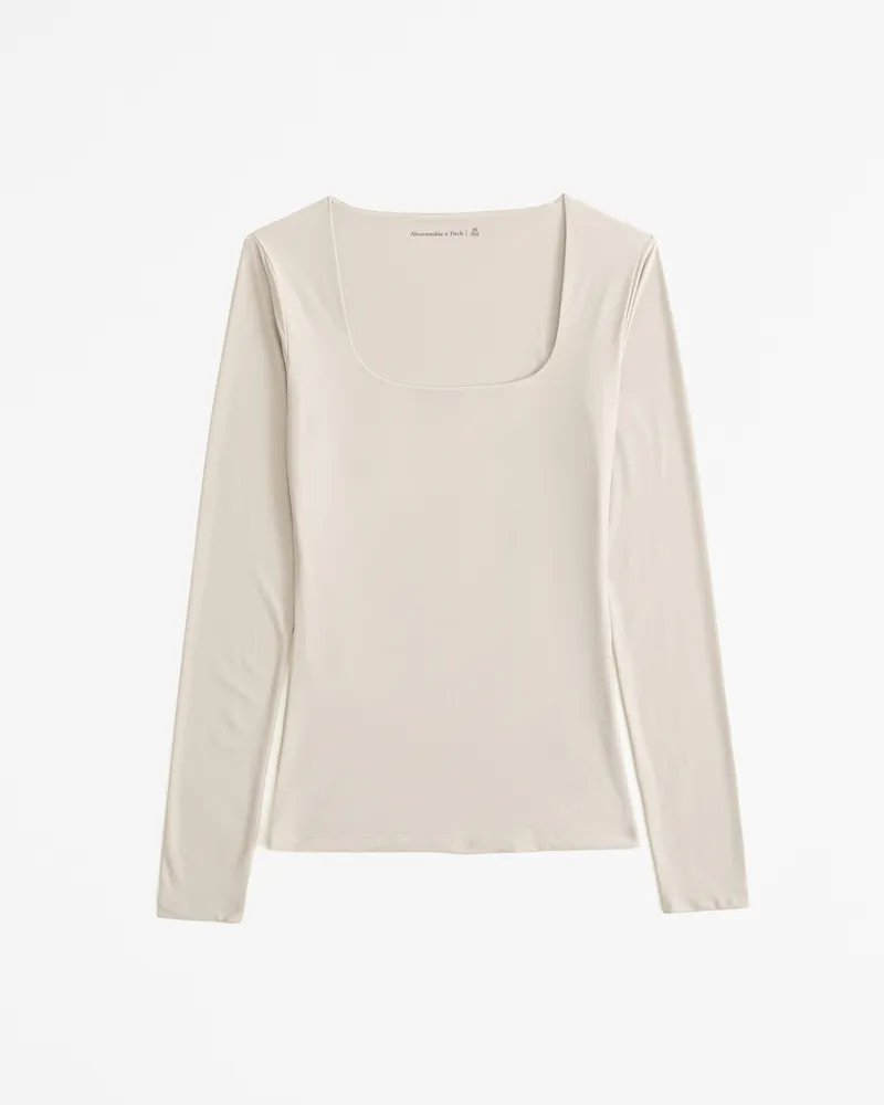 Soft Matte Seamless Long-Sleeve Tuckable Squareneck Top