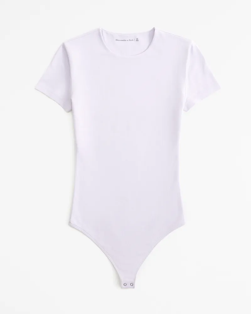 Short-Sleeve Cotton-Blend Seamless Fabric Crew Bodysuit