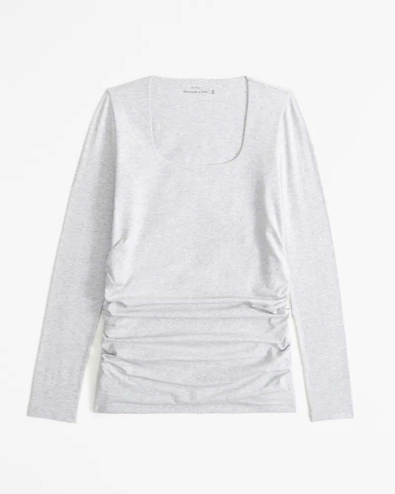 Maternity Long-Sleeve Cotton-Blend Seamless Fabric Top