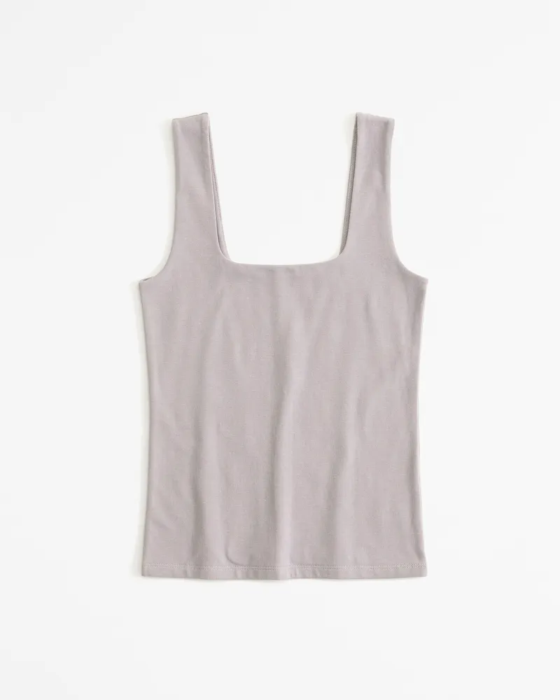 Cotton-Blend Seamless Fabric Squareneck Tank