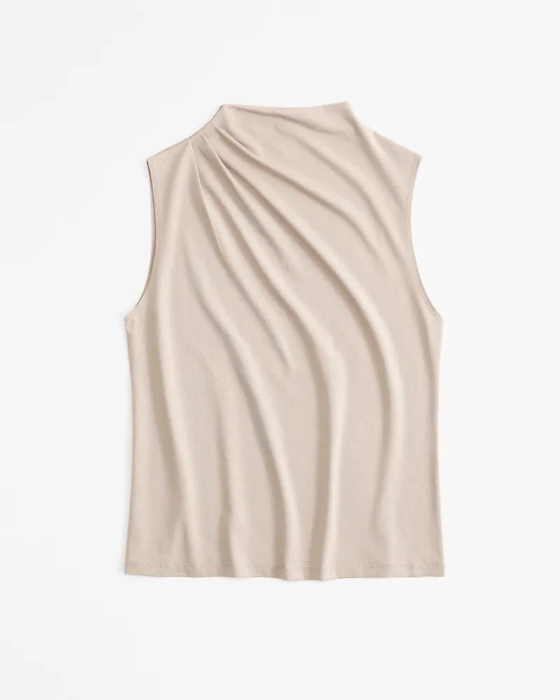 Sleeveless Grown-On Mockneck Top