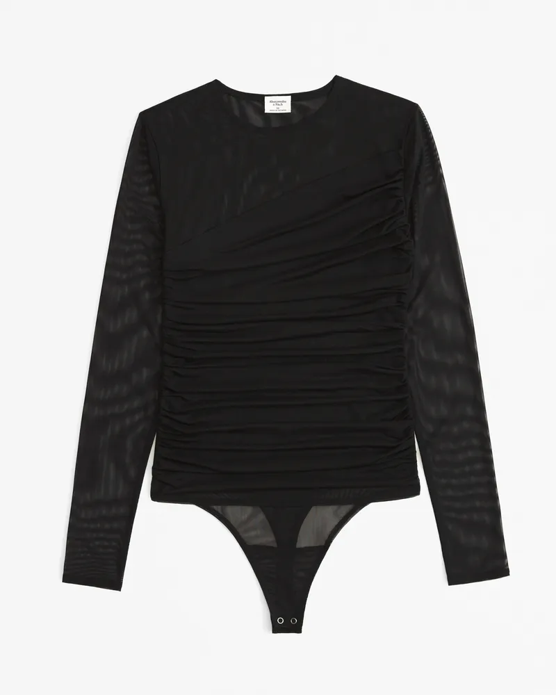 Long-Sleeve Layered Mesh Bodysuit