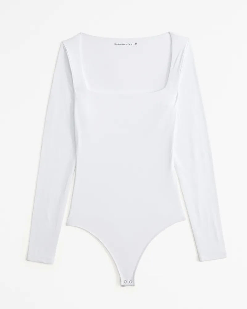 Soft Matte Seamless Long-Sleeve Squareneck Bodysuit