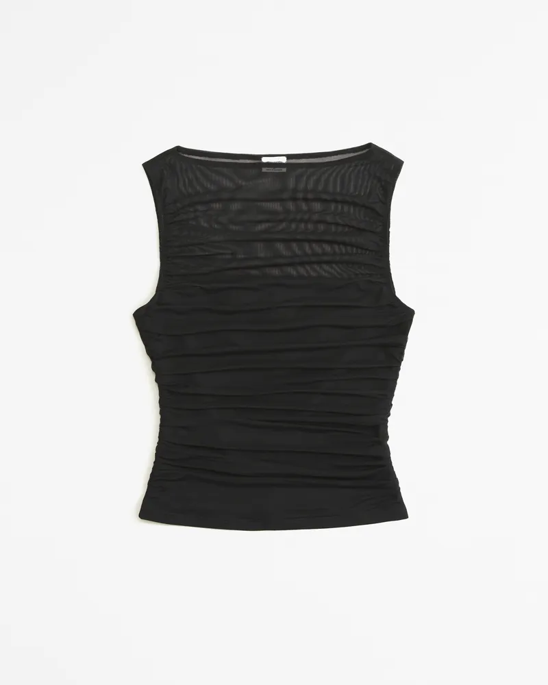 Mesh Ruched Slash Top