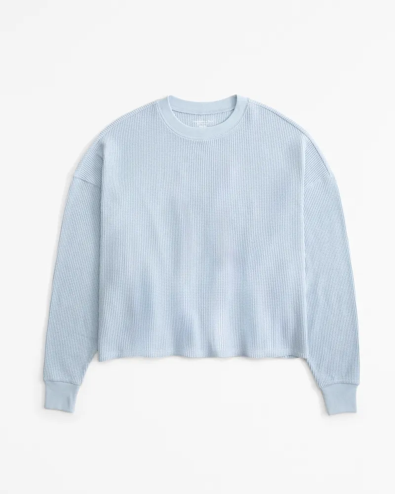 Long-Sleeve Oversized Dolman Waffle Tee