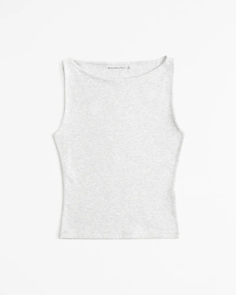 Cotton-Blend Seamless Fabric Boatneck Top