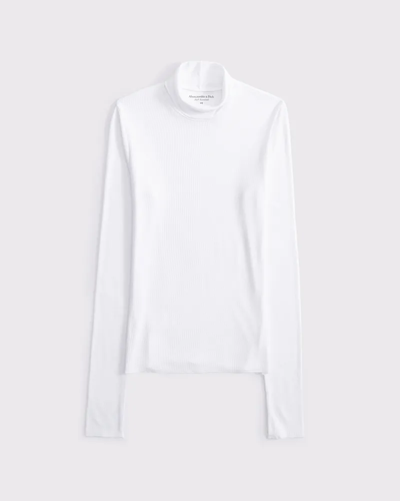 Long-Sleeve Featherweight Rib Tuckable Mockneck Top