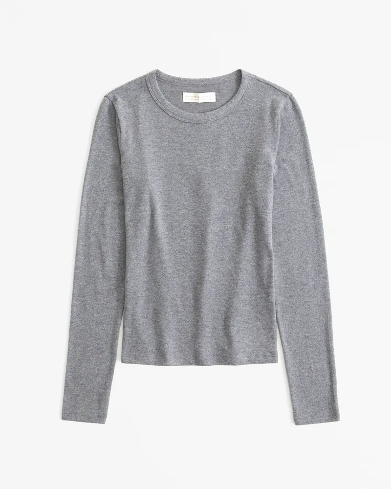 Long-Sleeve Cozy Lounge Knit Tuckable Crew Tee
