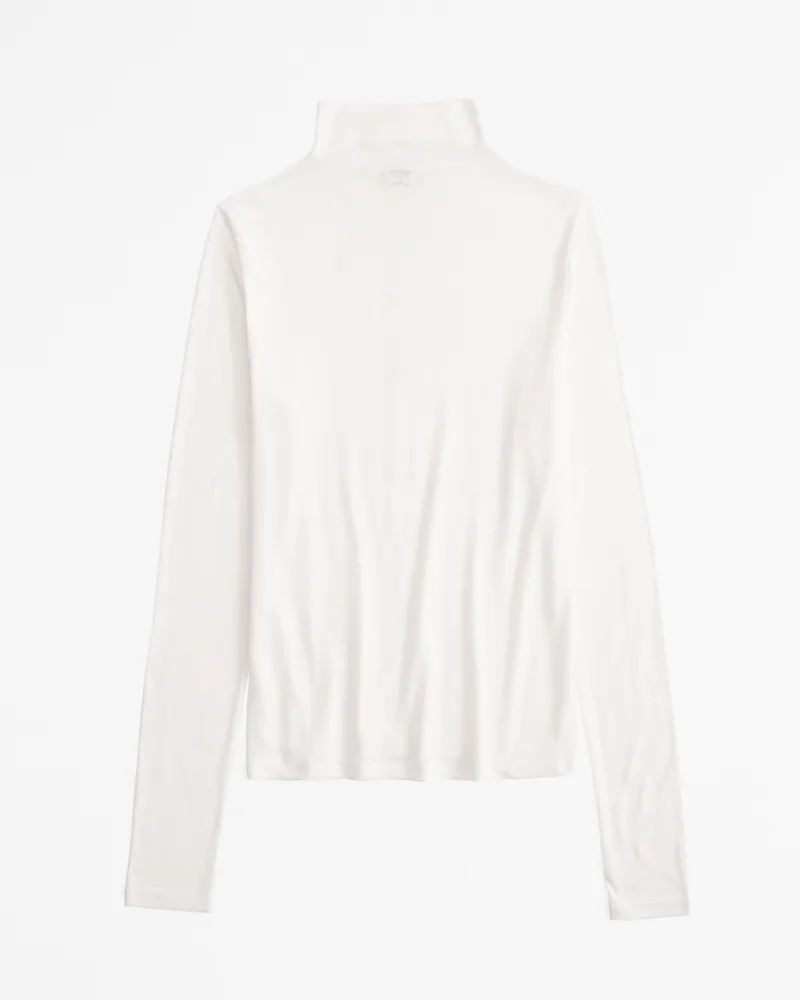 Long-Sleeve Grown-On Mockneck Top