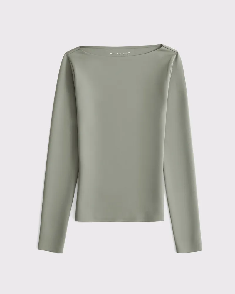 Long-Sleeve Sculpt Matte Fabric Tuckable Slash Top