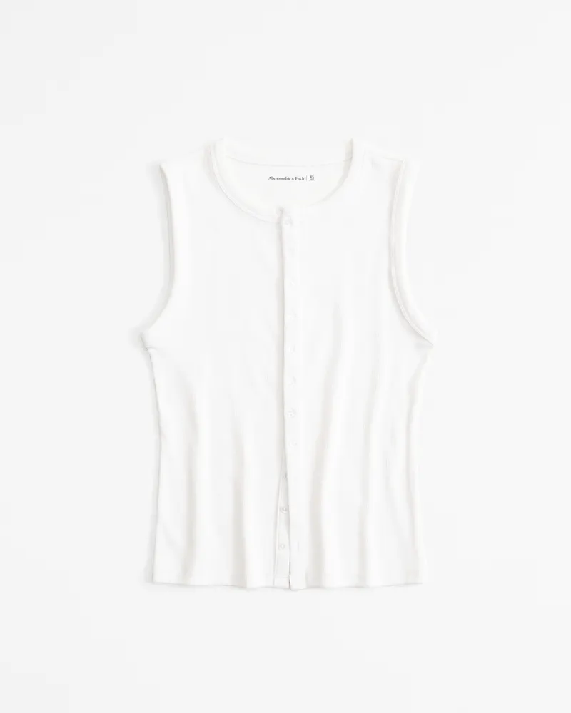 Rib Crew Button-Up Top