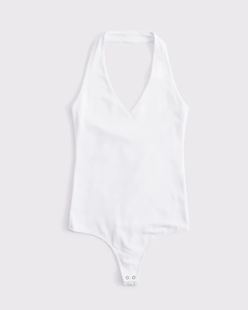 Cotton-Blend Seamless Fabric Halter Bodysuit
