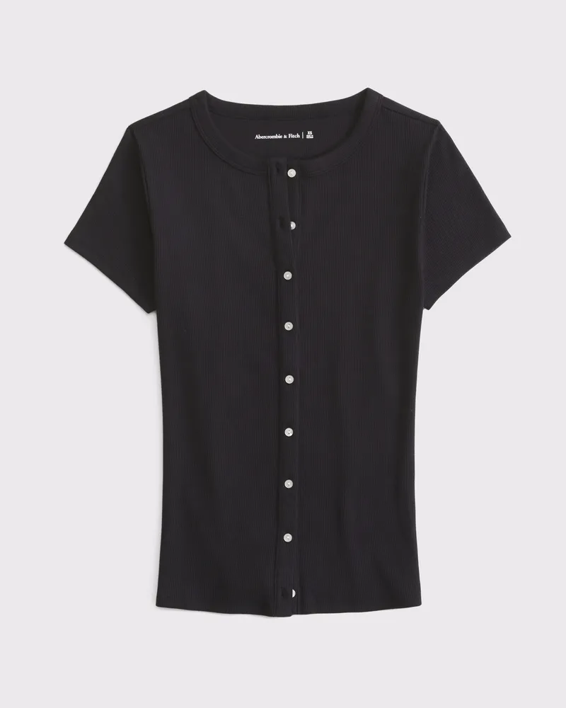 Ribbed Button-Through Top