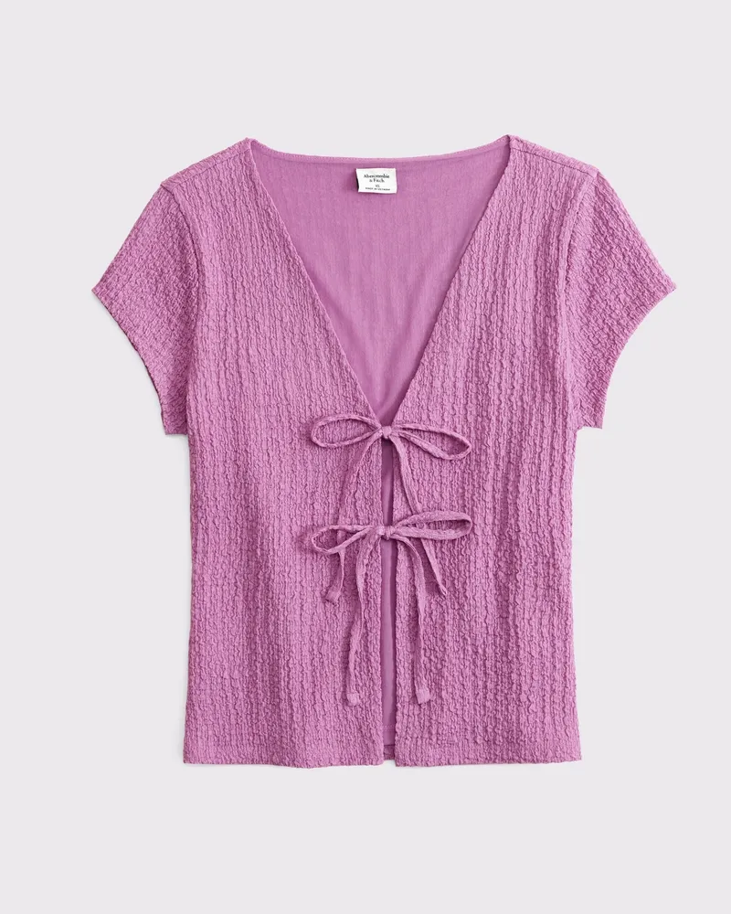Bubble Knit Tie-Front Top