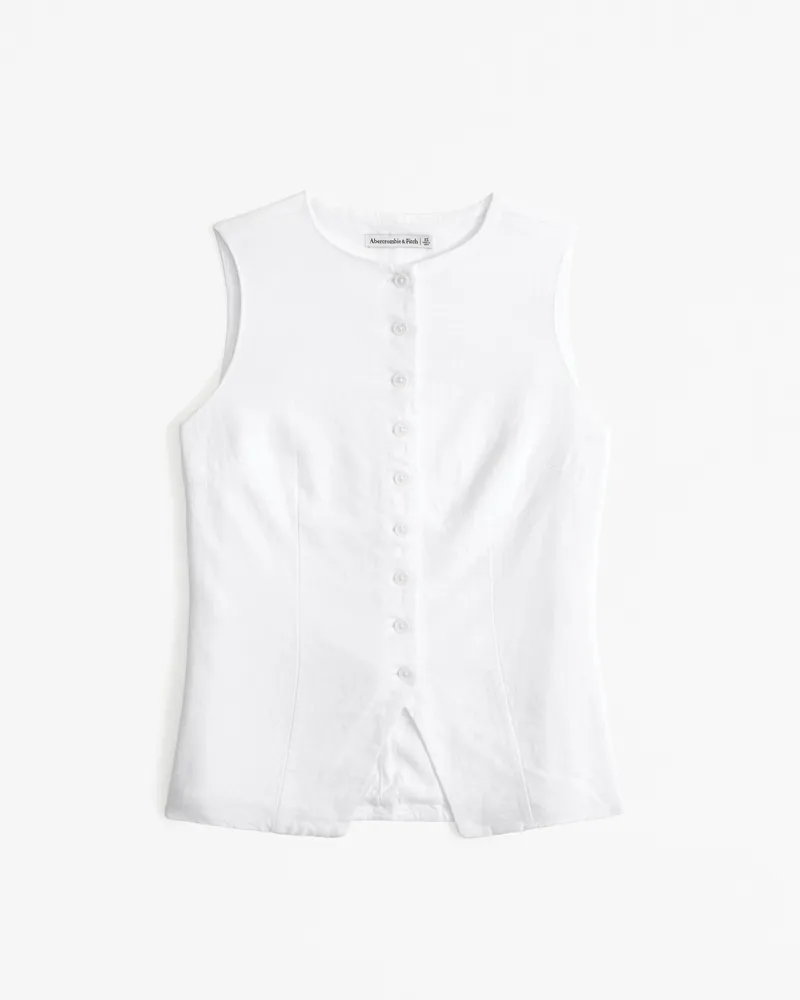 The A&F Mara Linen-Blend Button-Through Vest