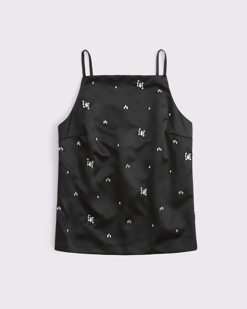 Satin Embellished Open-Back Apron Top