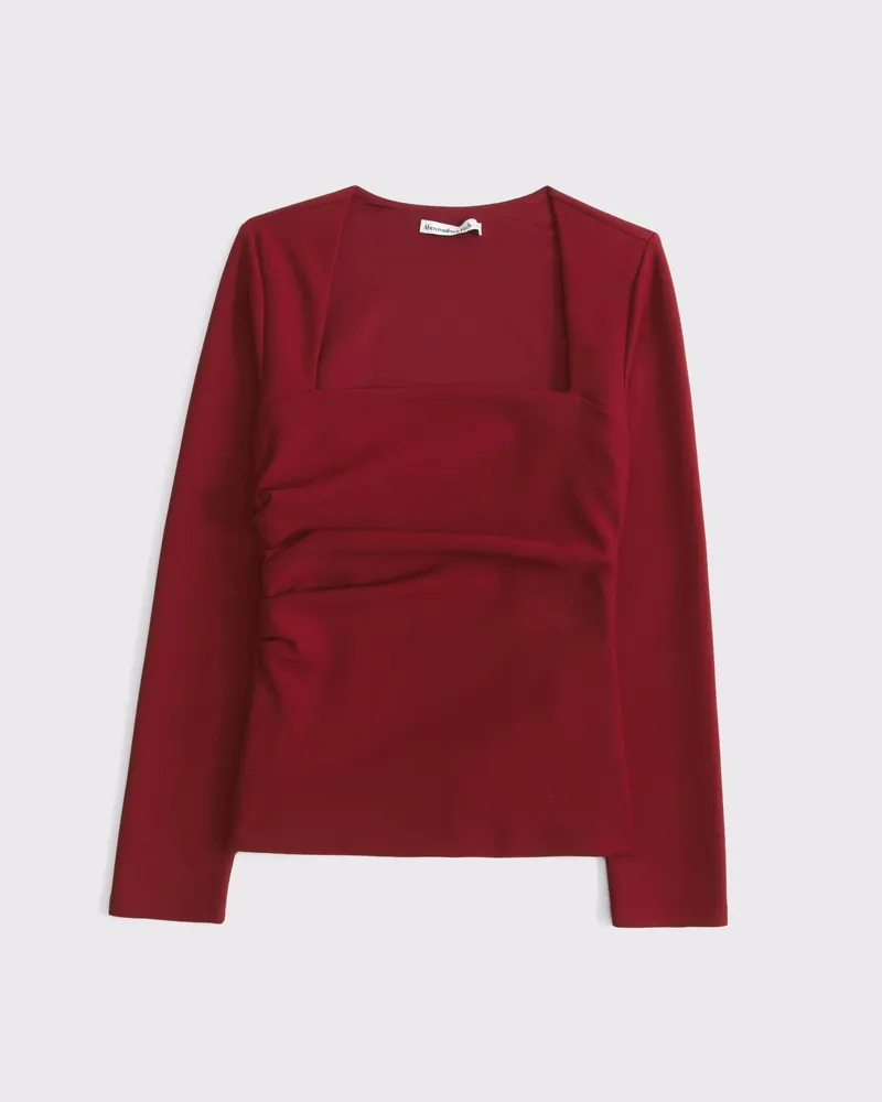 Long-Sleeve Stretch Crepe Portrait Top