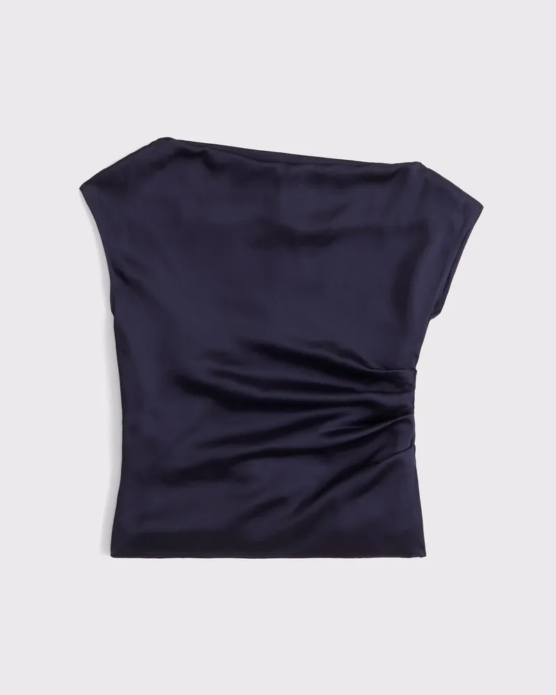 Asymmetrical Draped Satin Top