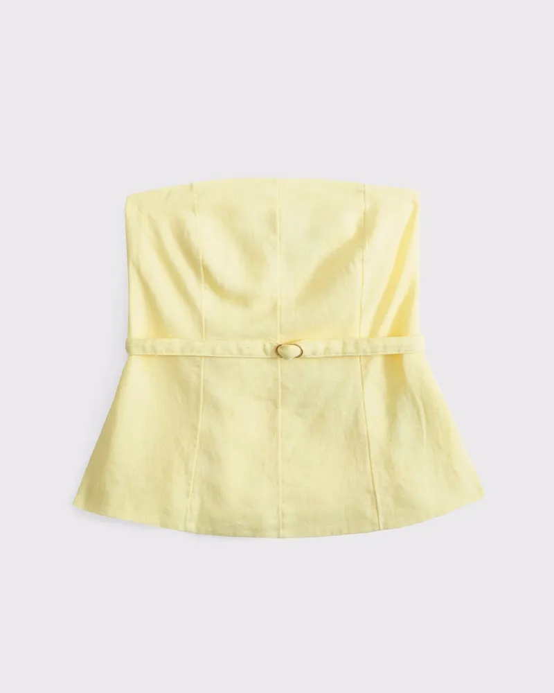 Premium Linen Strapless Tailored Top