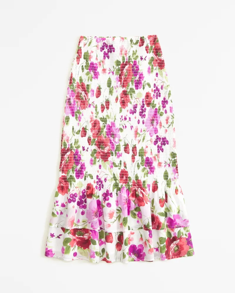 Smocked Midi Skirt