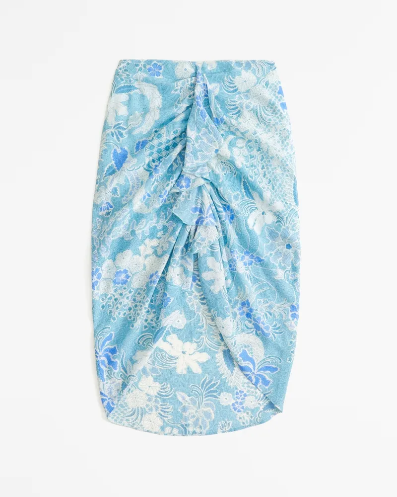 Ruched Flowy Midi Skirt