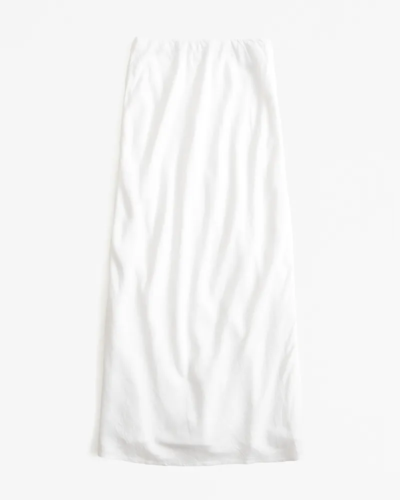 Linen-Blend Column Maxi Skirt