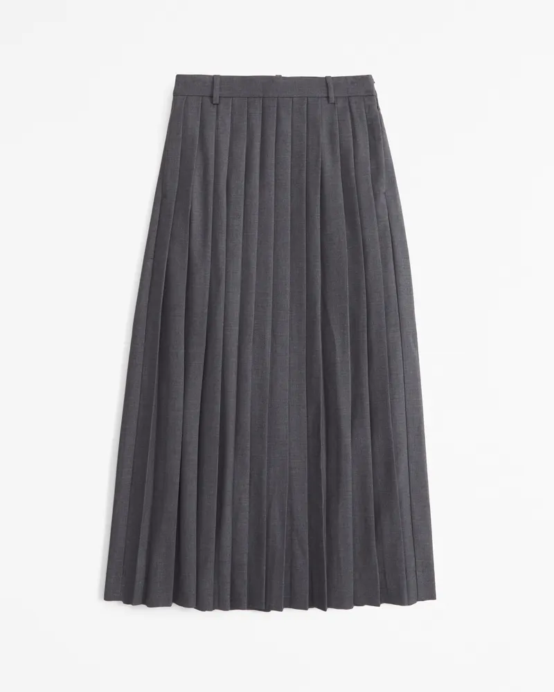 Mid Rise Pleated Maxi Skirt