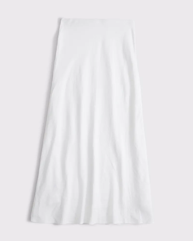 Mid Rise Linen-Blend Maxi Skirt